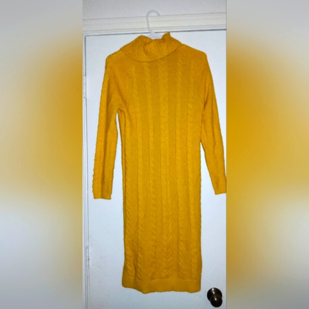 Ann Taylor Long-sleeve Yellow Sweater Maxi Dress